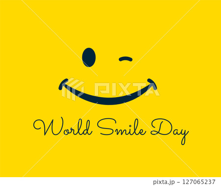 world smile day yellow background with cheerful mood with smiley face 127065237
