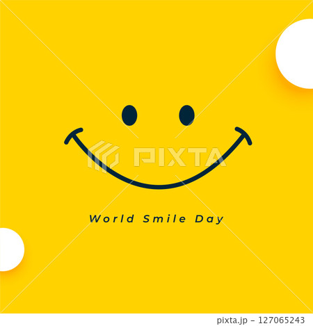 world smile day greeting card with cheerful expression face 127065243
