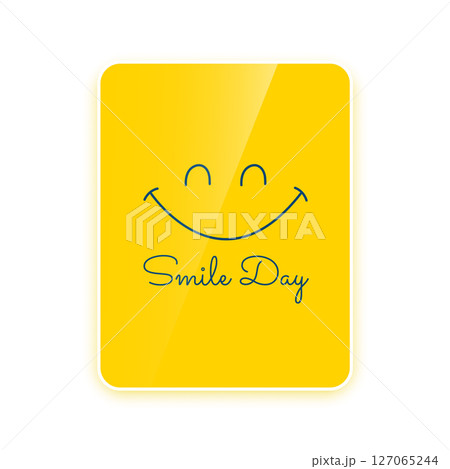 happy and joyous smile day yellow flyer with cheerful face 127065244
