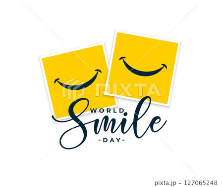 creative world smile day background with photo frame for happy face 127065248