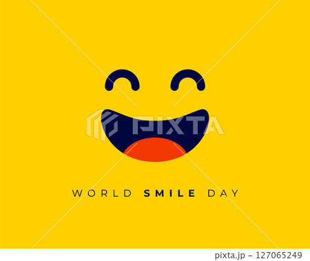 celebrate world smile day event with laughing cartoon face background 127065249