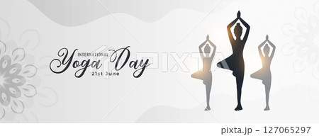 elegant international yoga day poster with women silhouette 127065297
