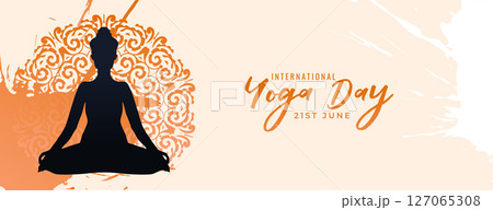 celebrate 21st june international yoga day grungy banner design celebrate 21st june international yoga day grungy banner design 127065308