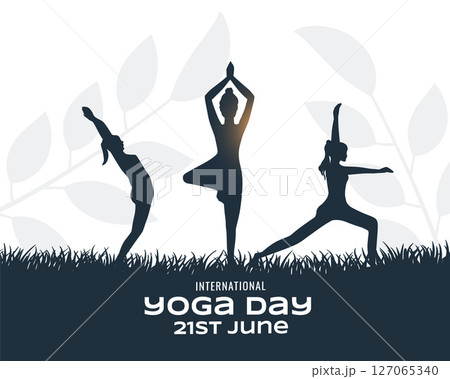 modern world yoga day background with women silhouette modern world yoga day background with women silhouette 127065340