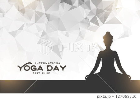 low poly style 21st international yoga day background design low poly style 21st international yoga day background design 127065510