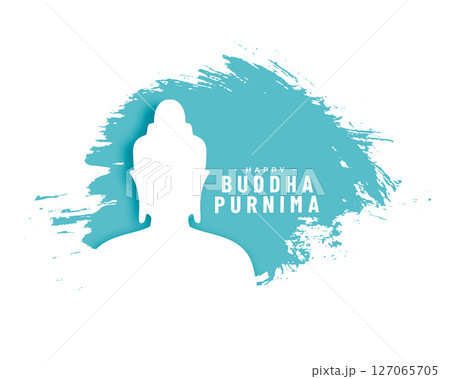 artistic happy buddha purnima background in brush stroke style 127065705