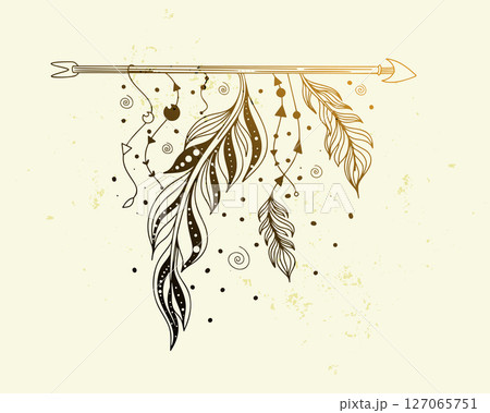 abstract bohemian arrow background for dreamcatcher or magical art design 127065751