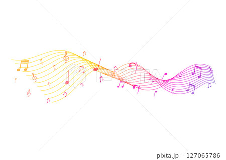 colorful musical notes background in pentagram style colorful musical notes background in pentagram style 127065786