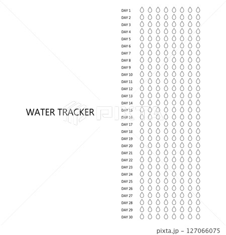 Water tracker. Habit tracker for month. Template mockup. Vector personal organizer. Minimalist simple planner 127066075