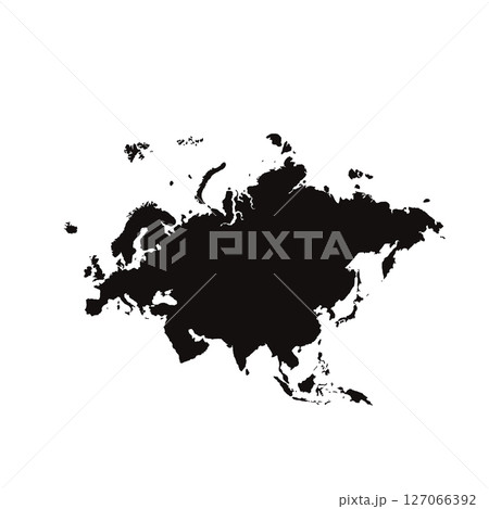 Map of Eurasia, sign silhouette. World Map Globe. Vector Illustration isolated on white background. Europe and Asia continent 127066392