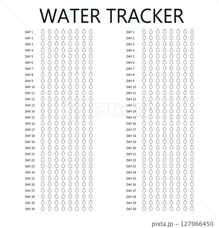 Water tracker. Habit tracker for month. Template mockup. Vector personal organizer. Minimalist simple planner Water tracker. Habit tracker for month. Template mockup. Vector personal organizer. Minimalist simple planner 127066450