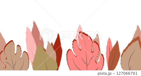 Floral frame with colorful exotic branches on white background. Ornate border with tropic leaves. Vector stock illustration for wallpaper, posters, card. Doodle style. Copy space 127066781
