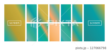 Mobile screen lock display collection of colorful backgrounds in trendy neon colors. Modern screen vector design for mobile app. Soft color abstract pastel holographic gradients. Swatches for design 127066798