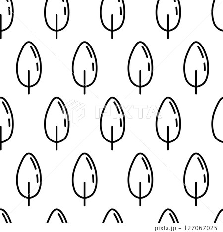 Black and white seamless pattern with tree icon. Vector trees symbol sign. Plants, landscape design for print, card, postcard, fabric, textile. Business idea concept 127067025