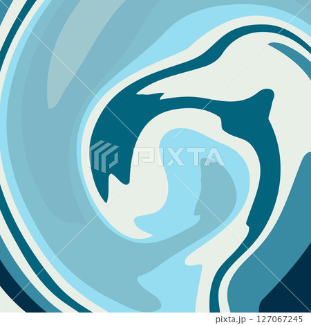Fluid art. Modern artwork background. Mixture of acrylic paints. Abstract liquid painting marble texture, colorful gradient waves. Vector design for banner, flyer, business card, cover, invitation 127067245