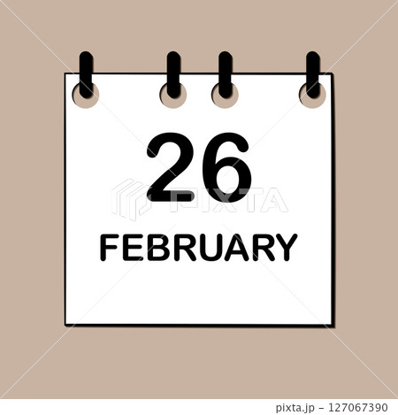 February 26. Daily Calendar icon for design. Simple design for business brochure, flyer, print media, advertisement. Easily editable 127067390
