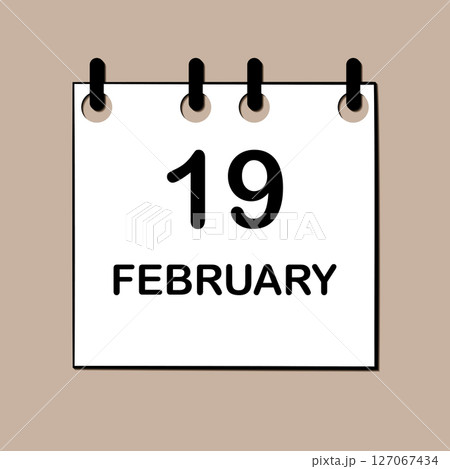 February 19. Daily Calendar icon for design. Simple design for business brochure, flyer, print media, advertisement. Easily editable 127067434