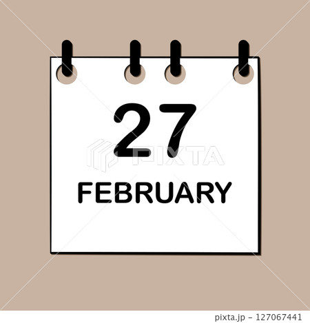 February 27. Daily Calendar icon for design. Simple design for business brochure, flyer, print media, advertisement. Easily editable 127067441