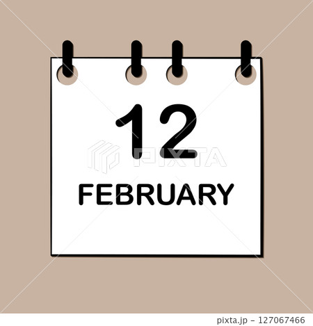 February 12. Daily Calendar icon for design. Simple design for business brochure, flyer, print media, advertisement. Easily editable 127067466
