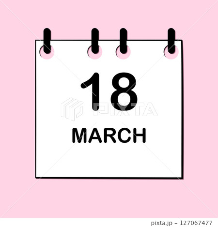 March 18. Daily Calendar icon for design. Simple design for business brochure, flyer, print media, advertisement. Easily editable 127067477