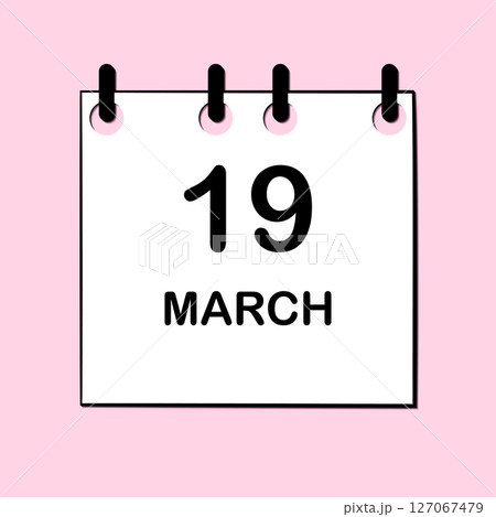 March 19. Daily Calendar icon for design. Simple design for business brochure, flyer, print media, advertisement. Easily editable 127067479