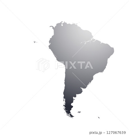 Map of South America, sign silhouette. World Map Globe. Vector Illustration isolated on transparent background. Latin American continent. 127067639