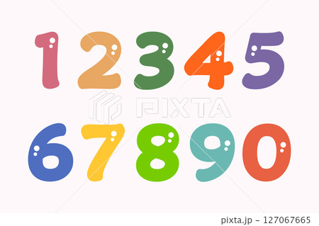 Set of colorful numbers. Vector illustration. Template elements for greeting card, web design. Mathematics educational children game 127067665