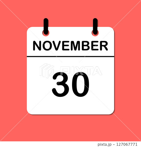 November 30. Daily Calendar icon for design. Simple design for business brochure, flyer, print media, advertisement. Easily editable 127067771