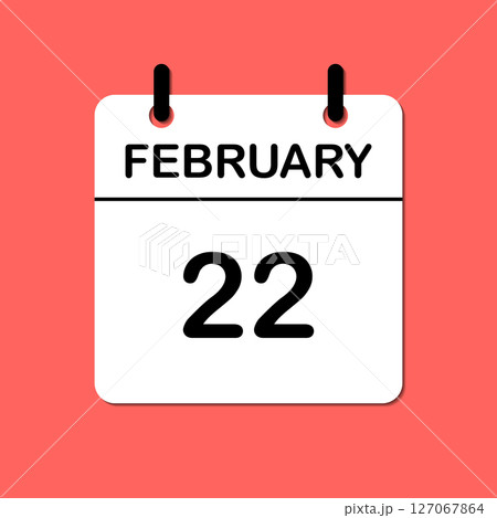 February 22. Daily Calendar icon for design. Simple design for business brochure, flyer, print media, advertisement. Easily editable 127067864