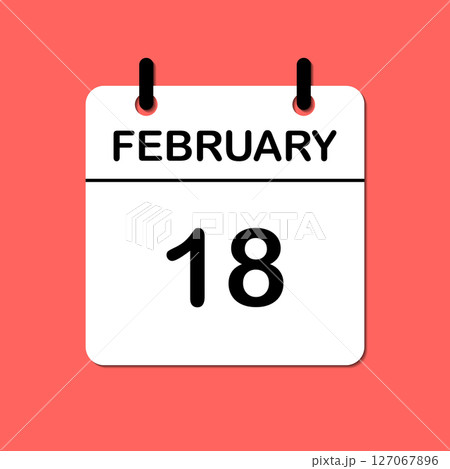 February 18. Daily Calendar icon for design. Simple design for business brochure, flyer, print media, advertisement. Easily editable 127067896