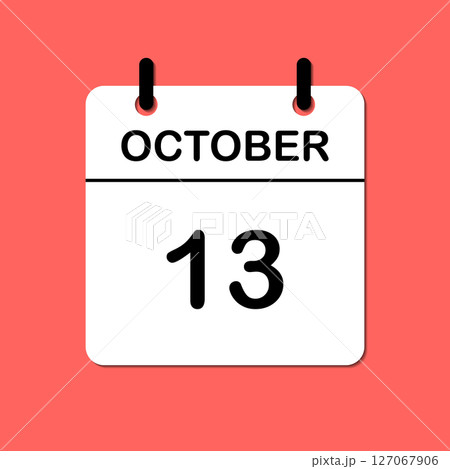 October 13. Daily Calendar icon for design. Simple design for business brochure, flyer, print media, advertisement. Easily editable 127067906