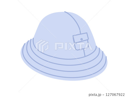 Fisherman Bucket Hat with pocket. Summer Head Fashion accessory cap clothing technical illustration. Vector headgear 127067922