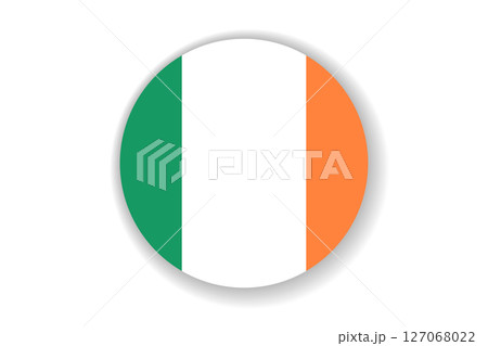 Flag of Ireland. Irish national symbol in official colors. Template icon. Abstract vector background. Round glass light ball, 3D big bubble, sphere 127068022