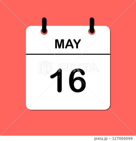 May 16. Daily Calendar icon for design. Simple design for business brochure, flyer, print media, advertisement. Easily editable 127068099