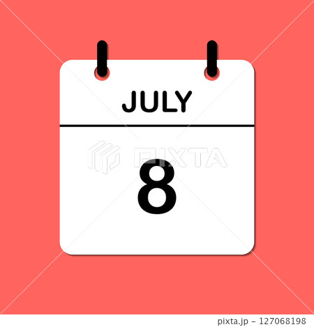 July 8. Daily Calendar icon for design. Simple design for business brochure, flyer, print media, advertisement. Easily editable 127068198