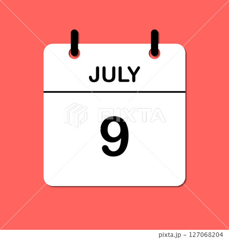 July 9. Daily Calendar icon for design. Simple design for business brochure, flyer, print media, advertisement. Easily editable 127068204