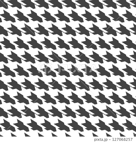 Geometric black and white seamless pattern with pied-de-poule ornament. Monochrome graphic repeating design. Modern minimalist stylish squared background. Vector chequered motif for fabric, textile 127068257