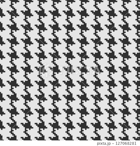 Geometric black and white seamless pattern with pied-de-poule ornament. Monochrome graphic repeating design. Modern minimalist stylish squared background. Vector chequered motif for fabric, textile 127068281