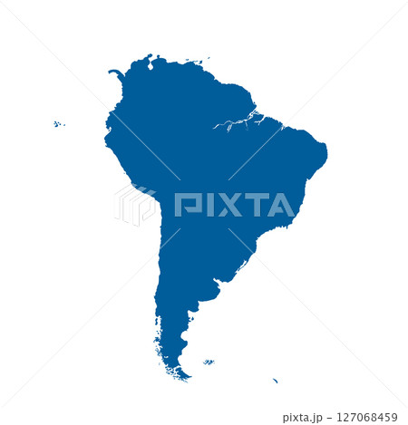 Map of South America, sign silhouette. World Map Globe. Vector Illustration isolated on transparent background. Latin American continent 127068459
