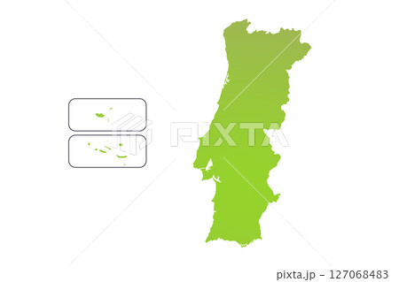 Map of Portugal, sign silhouette. World Map Globe. Vector Illustration isolated on transparent background. Europe continent 127068483