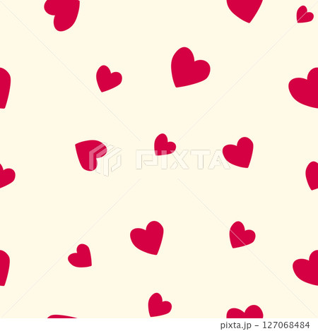 Seamless pattern with hearts. Template holiday vector illustration. Design for card, postcard, poster, print, banner. Cartoon colorful hearts on color background 127068484