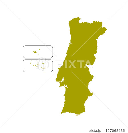 Map of Portugal, sign silhouette. World Map Globe. Vector Illustration isolated on transparent background. Europe continent 127068486