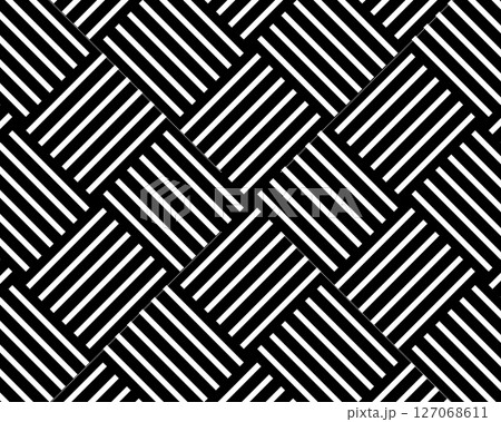 Wicker basket texture. Crossed straight stripes pattern. Parallel and perpendicular lines background. Abstract geometric print. Simple fabric structure. Vector graphic illustration Wicker basket texture. Crossed straight stripes pattern. Parallel and perpendicular lines background. Abstract geometric print. Simple fabric structure. Vector graphic illustration 127068611