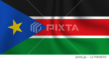 Flag of South Sudan. Sudanese national symbol in official colors. Template icon. Abstract vector background 127068650