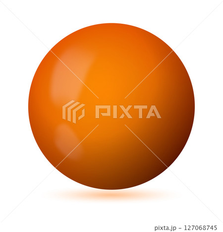 Glass orange ball or precious pearl. Glossy realistic ball, 3D sphere. Abstract vector illustration highlighted on a white background. Big metal bubble with shadow Glass orange ball or precious pearl. Glossy realistic ball, 3D sphere. Abstract vector illustration highlighted on a white background. Big metal bubble with shadow 127068745
