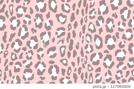 Abstract modern leopard seamless pattern. Animals trendy background. Pink and white decorative vector stock illustration for print, card, postcard, fabric, textile. Modern ornament of stylized skin 127068800