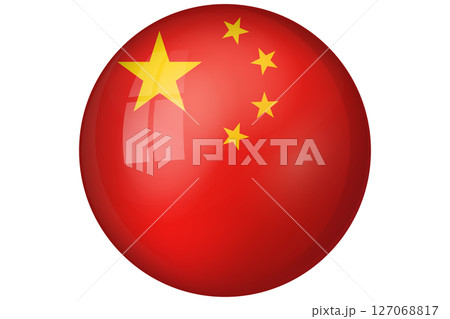 Flag of China. Chinese national symbol in official colors. Template icon. Abstract vector background. Round glass light ball, 3D big bubble, sphere Flag of China. Chinese national symbol in official colors. Template icon. Abstract vector background. Round glass light ball, 3D big bubble, sphere 127068817