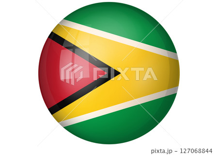Flag of Guyana. National symbol in official colors. Template icon. Abstract vector background. Round glass light ball, 3D big bubble, sphere Flag of Guyana. National symbol in official colors. Template icon. Abstract vector background. Round glass light ball, 3D big bubble, sphere 127068844