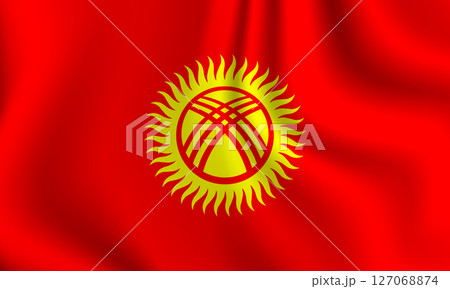 Flag of Kyrgyzstan. Kyrgyz national symbol in official colors. Template icon. Abstract vector background 127068874