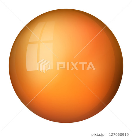 Glass orange ball or precious pearl. Glossy realistic ball, 3D abstract vector illustration highlighted on a white background. Big metal bubble with shadow Glass orange ball or precious pearl. Glossy realistic ball, 3D abstract vector illustration highlighted on a white background. Big metal bubble with shadow 127068919
